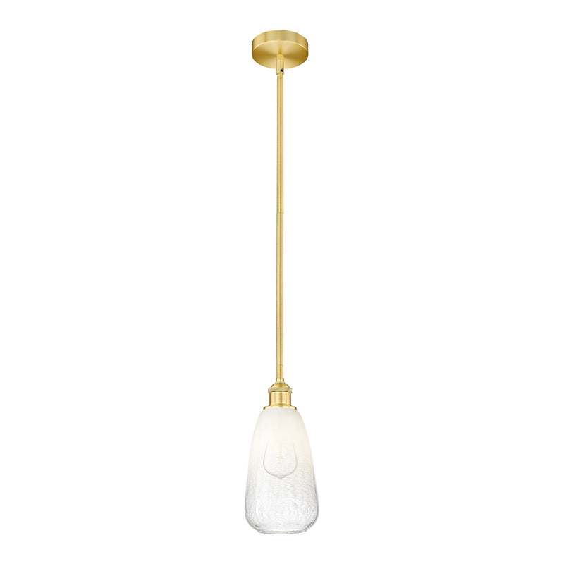 Innovations Brookhaven Almond 6in 1-Light Mini Pendant | Industrial Satin Gold Steel and Opal Glass | Kitchen Island & Dining | Model 616-1S-SG-G480-6OP