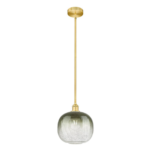 Innovations Brookhaven Sphere 11in 1-Light Mini Pendant | Industrial Satin Gold Steel and Cast Brass with Matte Black Glass | Model 616-1S-SG-G481-10SL