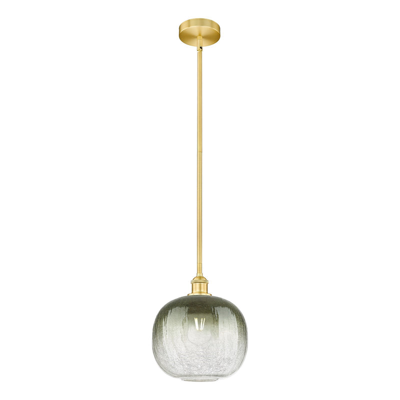 Innovations Brookhaven Sphere 11in 1-Light Mini Pendant | Industrial Satin Gold Steel and Cast Brass with Matte Black Glass | Model 616-1S-SG-G481-10SL