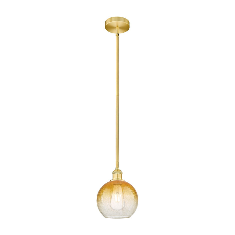 Innovations Brookhaven Globe 8in 1-Light Mini Pendant | Industrial Satin Gold Steel and Amber Glass | Kitchen Island & Dining | Model 616-1S-SG-G483-8AM