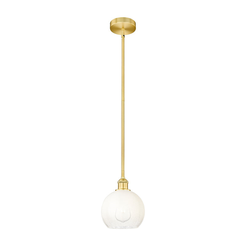 Innovations Brookhaven Globe 8in 1-Light Mini Pendant | Industrial Satin Gold Steel and Opal Glass | Kitchen Island & Dining | Model 616-1S-SG-G483-8OP