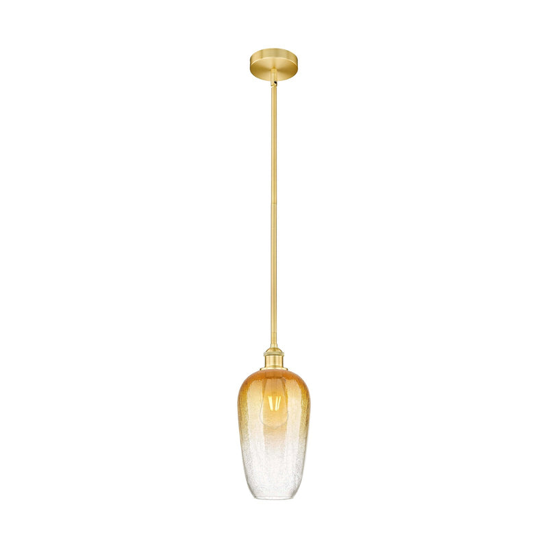 Innovations Brookhaven Flute 7in 1-Light Mini Pendant | Industrial Satin Gold Steel and Amber Glass | Kitchen Island | 7 x 7 x | Model 616-1S-SG-G484-7AM