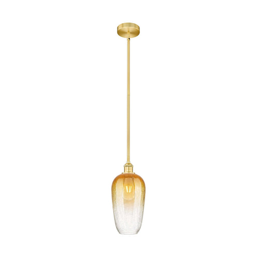 Innovations Brookhaven Flute 7in 1-Light Mini Pendant | Industrial Satin Gold Steel and Amber Glass | Kitchen Island | 7 x 7 x | Model 616-1S-SG-G484-7AM
