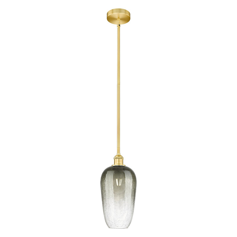 Innovations Brookhaven Flute 7in 1-Light Mini Pendant | Industrial Satin Gold Steel and Matte Black Glass | Kitchen Island & | Model 616-1S-SG-G484-7SL