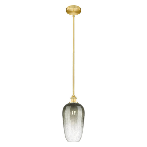 Innovations Brookhaven Flute 7in 1-Light Mini Pendant | Industrial Satin Gold Steel and Matte Black Glass | Kitchen Island & | Model 616-1S-SG-G484-7SL