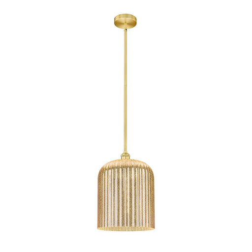 Innovations Bridal Veil 5in 1-Light Mini Pendant | Art Nouveau Satin Gold Steel and Mercury Ribbed Glass | Kitchen Island & | Model 616-1S-SG-G559-12ME