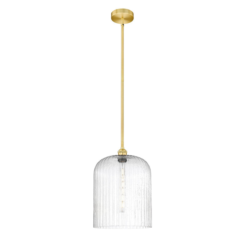 Innovations Bridal Veil 5in 1-Light Mini Pendant | Art Nouveau Satin Gold Steel and Seedy Ribbed Glass | Kitchen Island & | Model 616-1S-SG-G559-12SDY