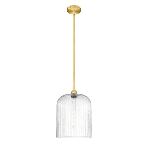 Innovations Bridal Veil 5in 1-Light Mini Pendant | Art Nouveau Satin Gold Steel and Seedy Ribbed Glass | Kitchen Island & | Model 616-1S-SG-G559-12SDY