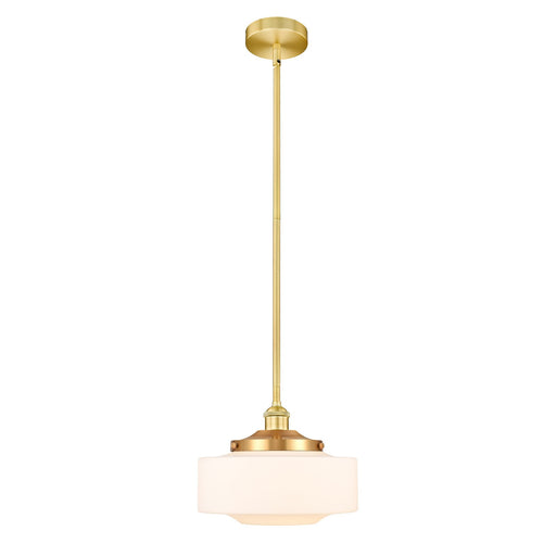Innovations Bridgeton 12in 1-Light Mini Pendant | Traditional Satin Gold Steel and Matte White Frosted Glass | Kitchen Island & | Model 616-1S-SG-G691-12