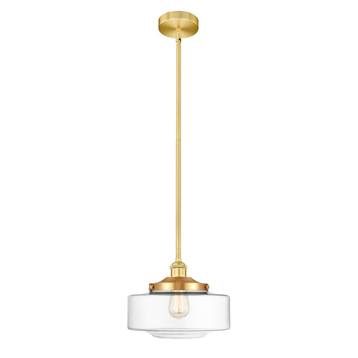 Innovations Bridgeton 12in 1-Light Mini Pendant | Traditional Satin Gold Steel and Clear Glass | Kitchen Island & Dining Room | Model 616-1S-SG-G692-12