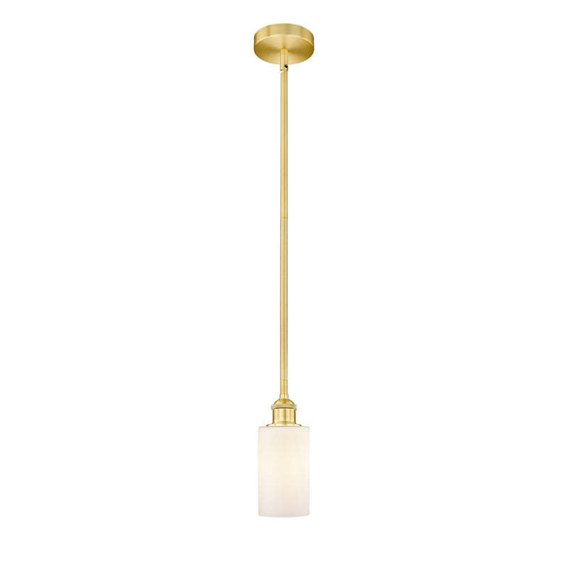 Innovations Clymer 1-Light Mini Pendant | Satin Gold Steel and Matte White Glass | Kitchen Island & Dining Room | 3.88 x 3.88 x | Model 616-1S-SG-G801
