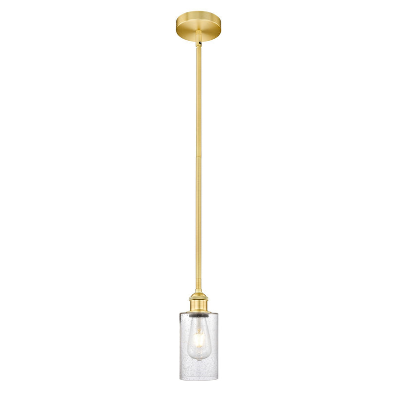 Innovations Clymer 4in 1-Light Mini Pendant | Transitional Satin Gold Steel and Seedy Glass | Kitchen Island & Breakfast Nook | Model 616-1S-SG-G804
