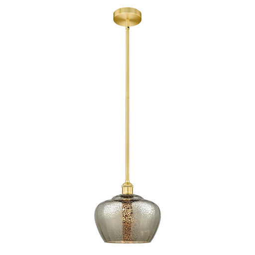 Innovations Fenton 11in 1-Light Mini Pendant | Industrial Satin Gold Steel and Mercury Glass | Kitchen Island & Dining Room | Model 616-1S-SG-G96-L-LED