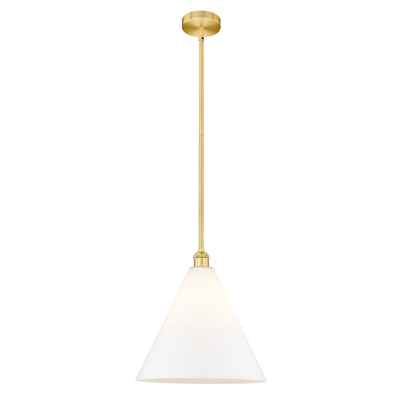 Innovations Berkshire 16in 1-Light Pendant | Industrial Satin Gold Steel and Matte White Glass | Kitchen Island & Dining | Model 616-1S-SG-GBC-161-LED