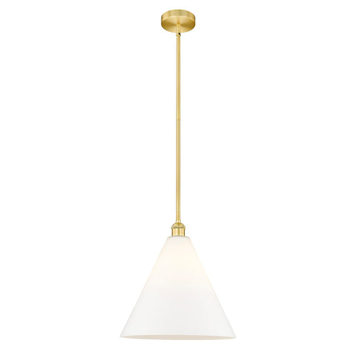 Innovations Berkshire 16in 1-Light Pendant | Industrial Satin Gold Steel and Matte White Glass | Kitchen Island & Dining | Model 616-1S-SG-GBC-161-LED