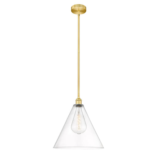 Innovations Berkshire Glass 16in 1-Light Pendant | Industrial Satin Gold Steel and Clear Glass | Kitchen Island & Dining Room | Model 616-1S-SG-GBC-162