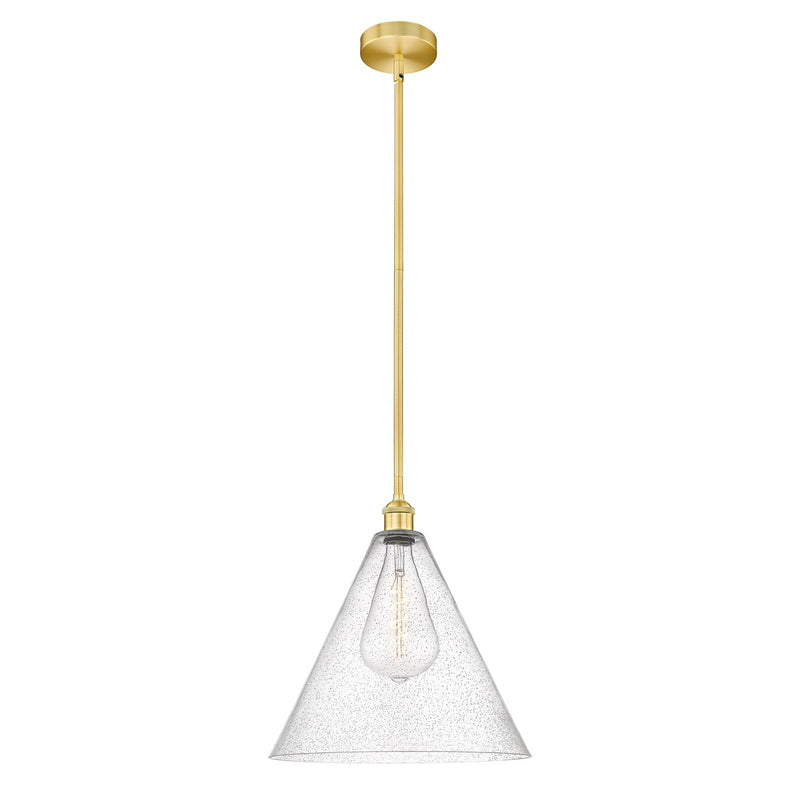 Innovations Berkshire 16in 1-Light Pendant | Industrial Satin Gold Steel and Cast Brass with Seedy Glass Shade | Kitchen | Model 616-1S-SG-GBC-164-LED
