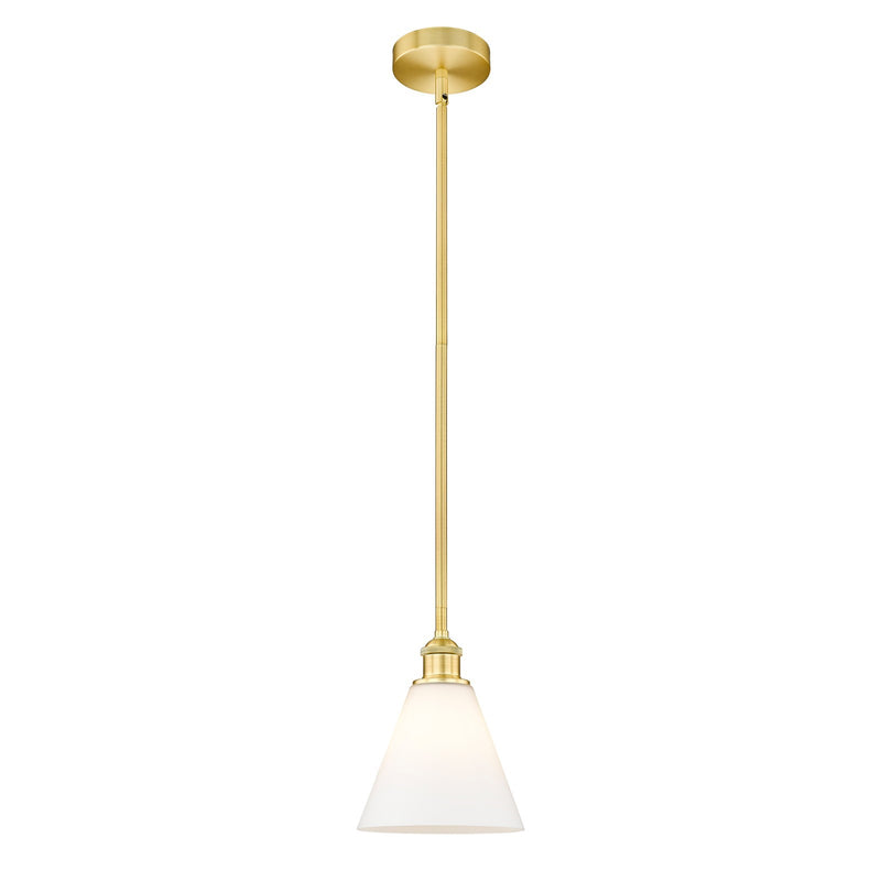 Innovations Berkshire Glass 8in 1-Light Mini Pendant | Industrial Satin Gold Steel and Matte White Glass | Kitchen Island & | Model 616-1S-SG-GBC-81