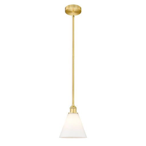 Innovations Berkshire Glass 8in 1-Light Mini Pendant | Industrial Satin Gold Steel and Matte White Glass | Kitchen Island & | Model 616-1S-SG-GBC-81-LED