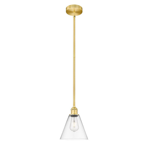 Innovations Berkshire 8in 1-Light Mini Pendant | Industrial Satin Gold Steel and Clear Glass | Kitchen Island & Dining Room | Model 616-1S-SG-GBC-82-LED