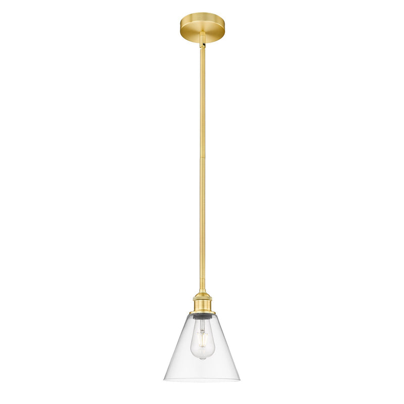 Innovations Berkshire 8in 1-Light Mini Pendant | Industrial Satin Gold Steel and Clear Glass | Kitchen Island & Dining Room | Model 616-1S-SG-GBC-82-LED