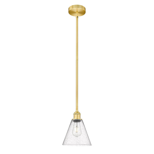 Innovations Berkshire Glass 8in 1-Light Mini Pendant | Industrial Satin Gold Steel and Seedy Glass | Kitchen Island & Dining Room | Model 616-1S-SG-GBC-84