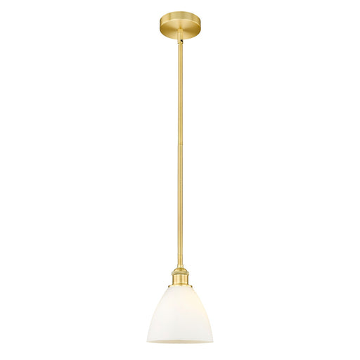 Innovations Bristol 8in 1-Light Mini Pendant | Industrial Satin Gold Steel and Matte White Glass | Kitchen Island & Dining | Model 616-1S-SG-GBD-751-LED