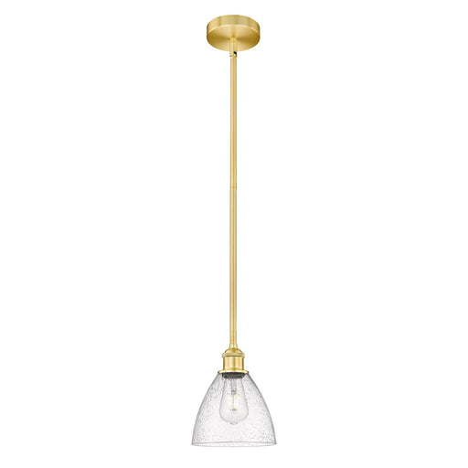 Innovations Bristol 8in 1-Light Mini Pendant | Industrial Satin Gold Steel and Seedy Glass | Kitchen Island & Dining Room | 7.5 | Model 616-1S-SG-GBD-754