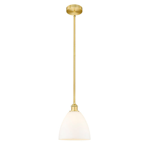 Innovations Bristol 9in 1-Light Mini Pendant | Industrial Satin Gold Steel and Matte White Glass | Kitchen Island & Dining Room | Model 616-1S-SG-GBD-91