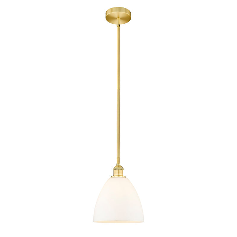 Innovations Bristol 9in 1-Light Mini Pendant | Industrial Satin Gold Steel and Matte White Glass | Kitchen Island & Dining | Model 616-1S-SG-GBD-91-LED