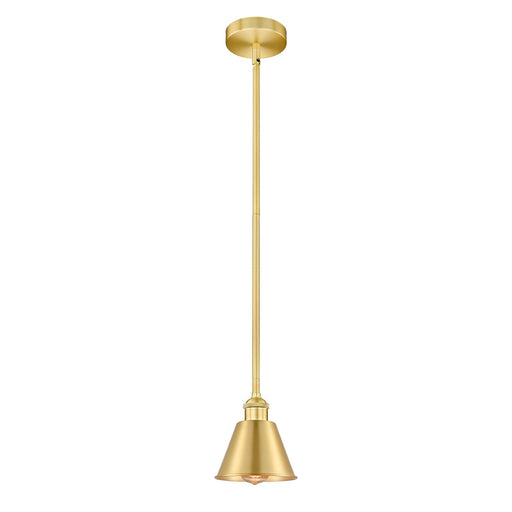 Innovations Smithfield 6.5in 1-Light Mini Pendant | Industrial Farmhouse Satin Gold Steel and Satin Gold Metal Shade | Kitchen Island | Model 616-1S-SG-M8