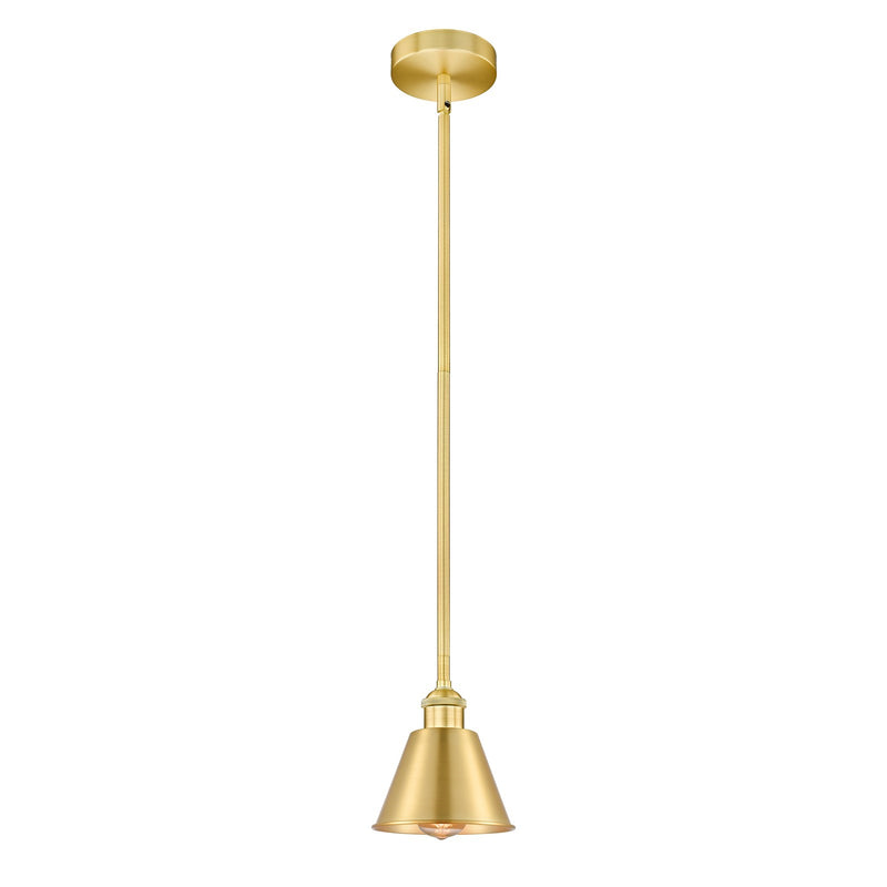 Innovations Smithfield 7in 1-Light Mini Pendant | Industrial Farmhouse Satin Gold Steel and Metal Shade | Kitchen Island & Dining | Model 616-1S-SG-M8-LED