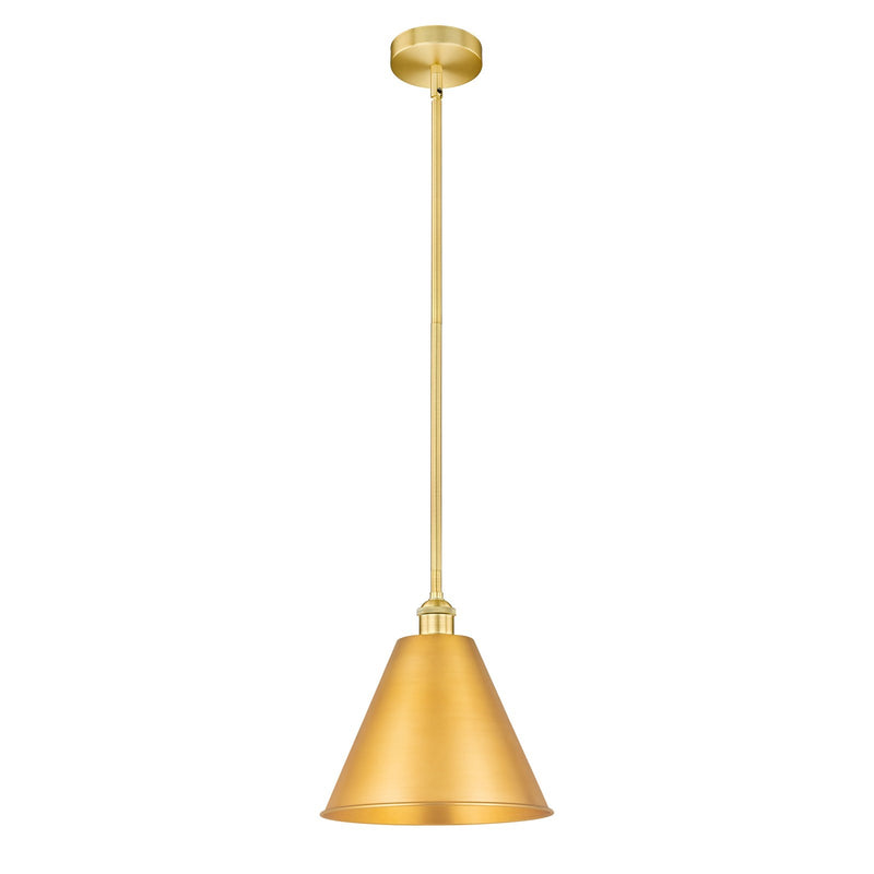 Innovations Berkshire 12in 1-Light Mini Pendant | Industrial Farmhouse Satin Gold Steel and Metal Shade | Kitchen Island & | Model 616-1S-SG-MBC-12-SG
