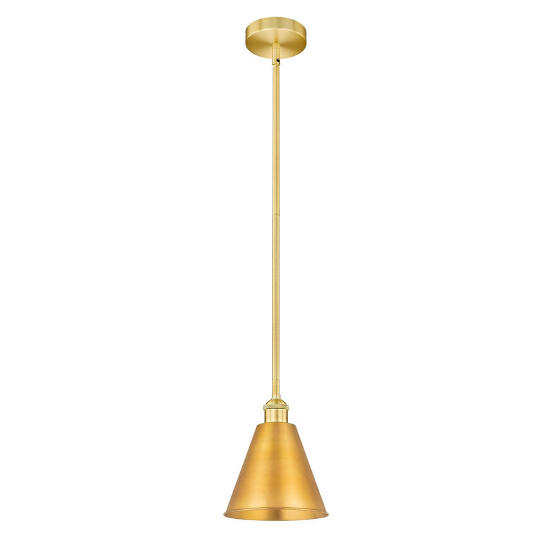 Innovations Berkshire Metal 8in 1-Light Mini Pendant | Industrial Satin Gold Steel and Cast Brass with Satin Gold Metal | Model 616-1S-SG-MBC-8-SG-LED