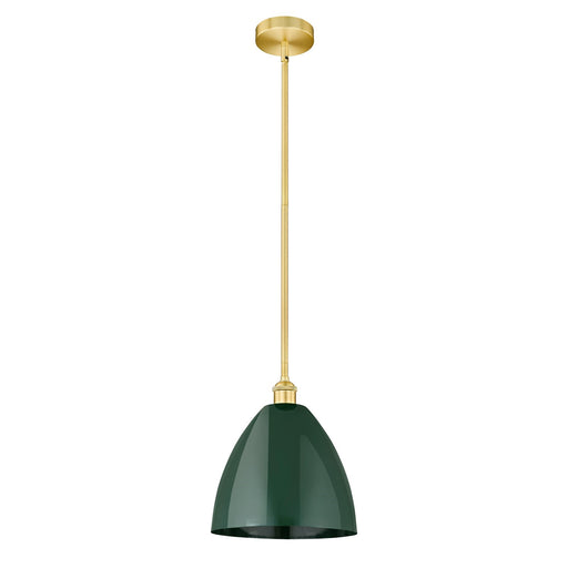 Innovations Plymouth 12in 1-Light Mini Pendant | Industrial Satin Gold Steel and Matte Green Metal | Kitchen Island & Dining | Model 616-1S-SG-MBD-12-GR