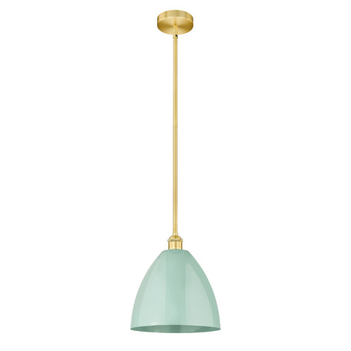 Innovations Plymouth 12in 1-Light Mini Pendant | Industrial Satin Gold Steel and Seafoam Metal | Kitchen Island & Dining | Model 616-1S-SG-MBD-12-SF-LED