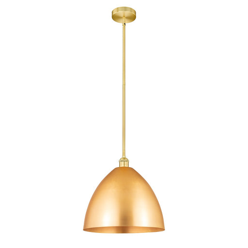 Innovations Bristol 16in 1-Light Mini Pendant | Industrial Farmhouse Satin Gold Steel and Satin Gold Metal Shade | Kitchen | Model 616-1S-SG-MBD-16-SG