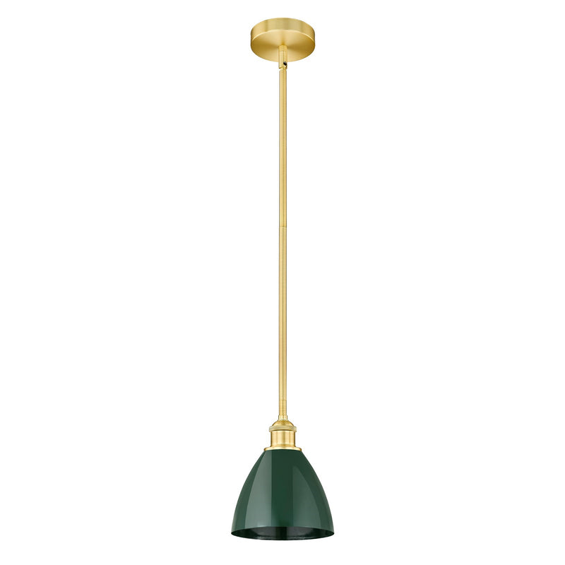 Innovations Plymouth 7.5in 1-Light Mini Pendant | Industrial Farmhouse Satin Gold Steel and Matte Green Metal | Kitchen | Model 616-1S-SG-MBD-75-GR-LED