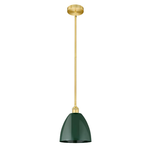 Innovations Plymouth 9in 1-Light Mini Pendant | Industrial Farmhouse Satin Gold and Matte Green Metal | Kitchen Island & Dining | Model 616-1S-SG-MBD-9-GR