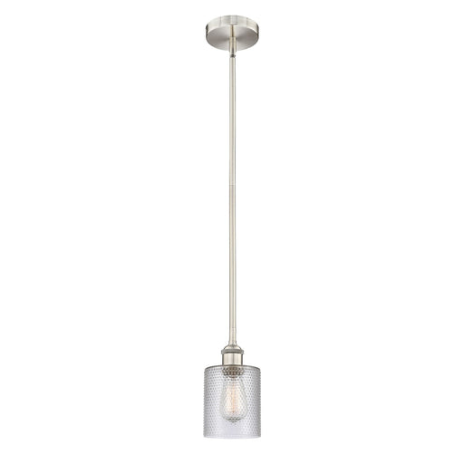 Innovations Cobbleskill 5in 1-Light Mini Pendant | Industrial Brushed Satin Nickel Steel and Clear Cobbleskill Glass | Kitchen | Model 616-1S-SN-G112