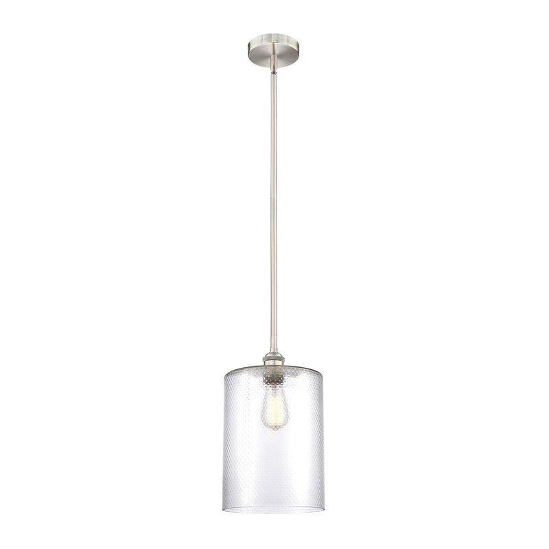 Innovations Cobbleskill 9in 1-Light Mini Pendant | Industrial Brushed Satin Nickel Steel and Clear Glass | Kitchen Island & | Model 616-1S-SN-G112-L