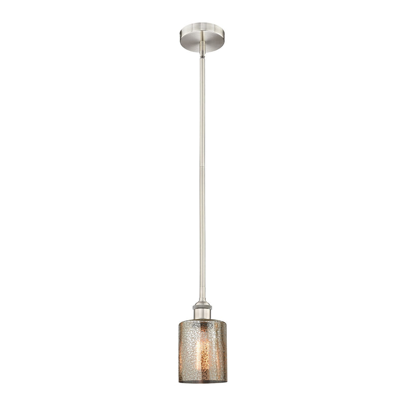 Innovations Cobbleskill 5in 1-Light Mini Pendant | Industrial Brushed Satin Nickel Steel and Mercury Glass | Kitchen Island & | Model 616-1S-SN-G116