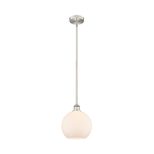 Innovations Athens 10in 1-Light Mini Pendant | Industrial Brushed Satin Nickel and Matte White Glass | Kitchen Island & Dining | Model 616-1S-SN-G121-10