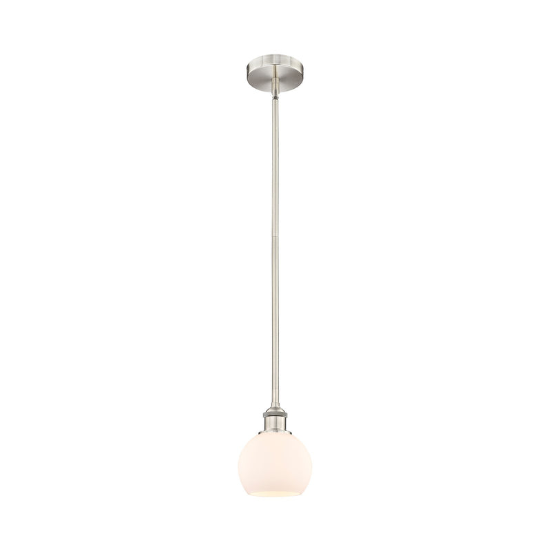 Innovations Athens 6in 1-Light Mini Pendant | Industrial Brushed Satin Nickel and Matte White Glass | Kitchen Island & Dining | Model 616-1S-SN-G121-6