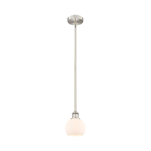 Innovations Athens 6in 1-Light Mini Pendant | Industrial Brushed Satin Nickel and Matte White Glass | Kitchen Island & Dining | Model 616-1S-SN-G121-6-LED