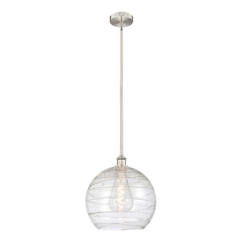 Innovations Athens Deco Swirl 14in 1-Light Mini Pendant | Industrial Brushed Satin Nickel and Clear Glass | Kitchen Island & | Model 616-1S-SN-G1213-14CL