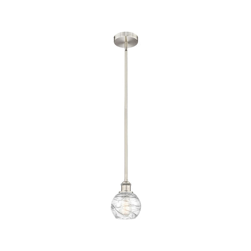 Innovations Athens Deco Swirl 6in 1-Light Mini Pendant | Industrial Brushed Satin Nickel and Clear Deco Swirl Glass | Kitchen | Model 616-1S-SN-G1213-6CL
