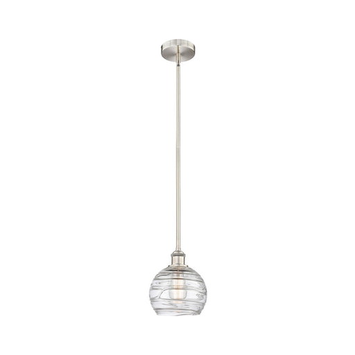 Innovations Athens Deco Swirl 8in 1-Light Mini Pendant | Industrial Brushed Satin Nickel Steel and Clear Deco Swirl Glass | Model 616-1S-SN-G1213-8CL