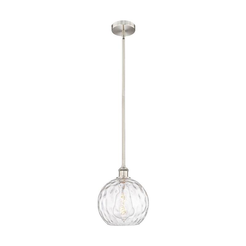 Innovations Athens 10in 1-Light Mini Pendant | Industrial Brushed Satin Nickel and Clear Water Glass | Kitchen Island & Dining | Model 616-1S-SN-G1215-10