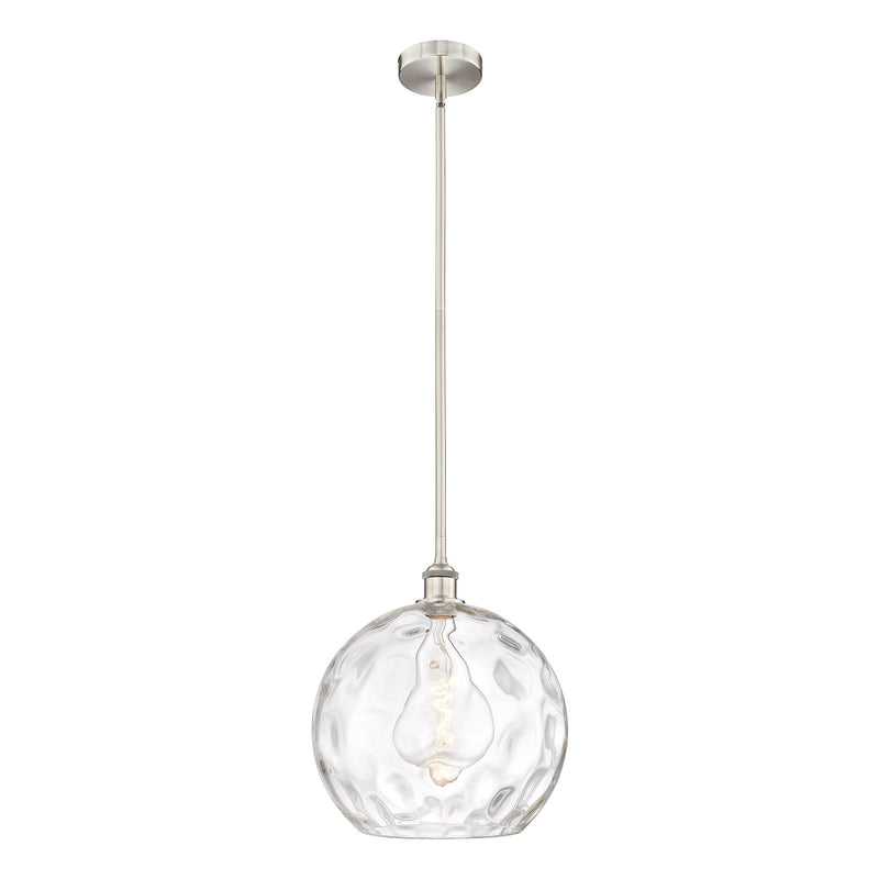 Innovations Athens Water Glass 13in 1-Light Pendant | Industrial Brushed Satin Nickel Steel and Clear Glass | Kitchen | Model 616-1S-SN-G1215-14-LED